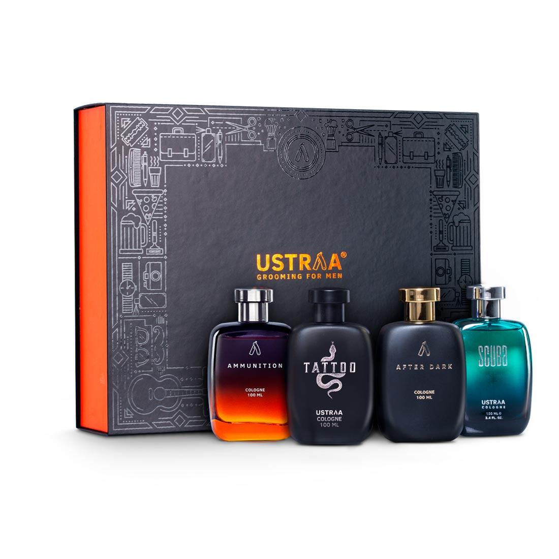 Ustraa Party Animal Pack For Men: Cologne- After Dark + Ammunition + Scuba + Tattoo