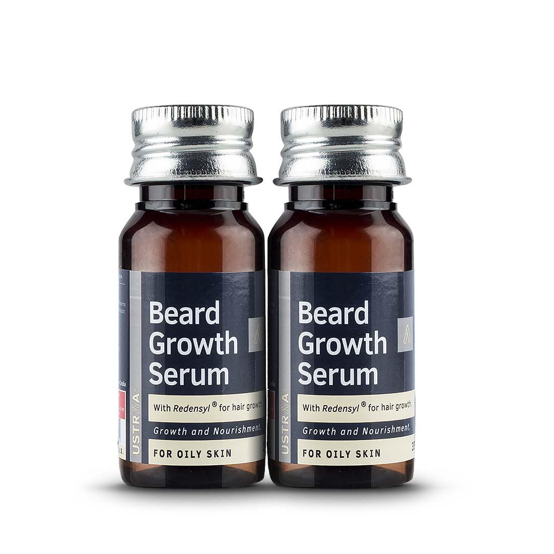 Ustraa Beard Growth Serum - Set of 2 - Promotes Beard growth in Oily Skin made with the patented Redensyl dealing with patchy Beard