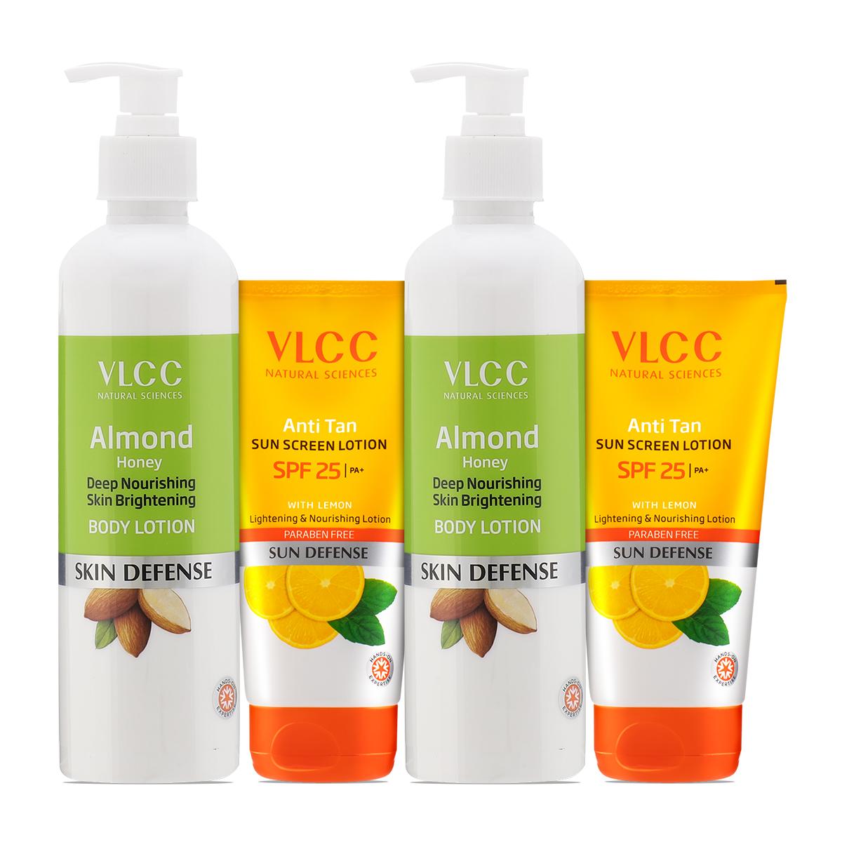 VLCC Anti Tan Sun Screen Lotion SPF 25 & Almond Honey Skin Brightening Body Lotion