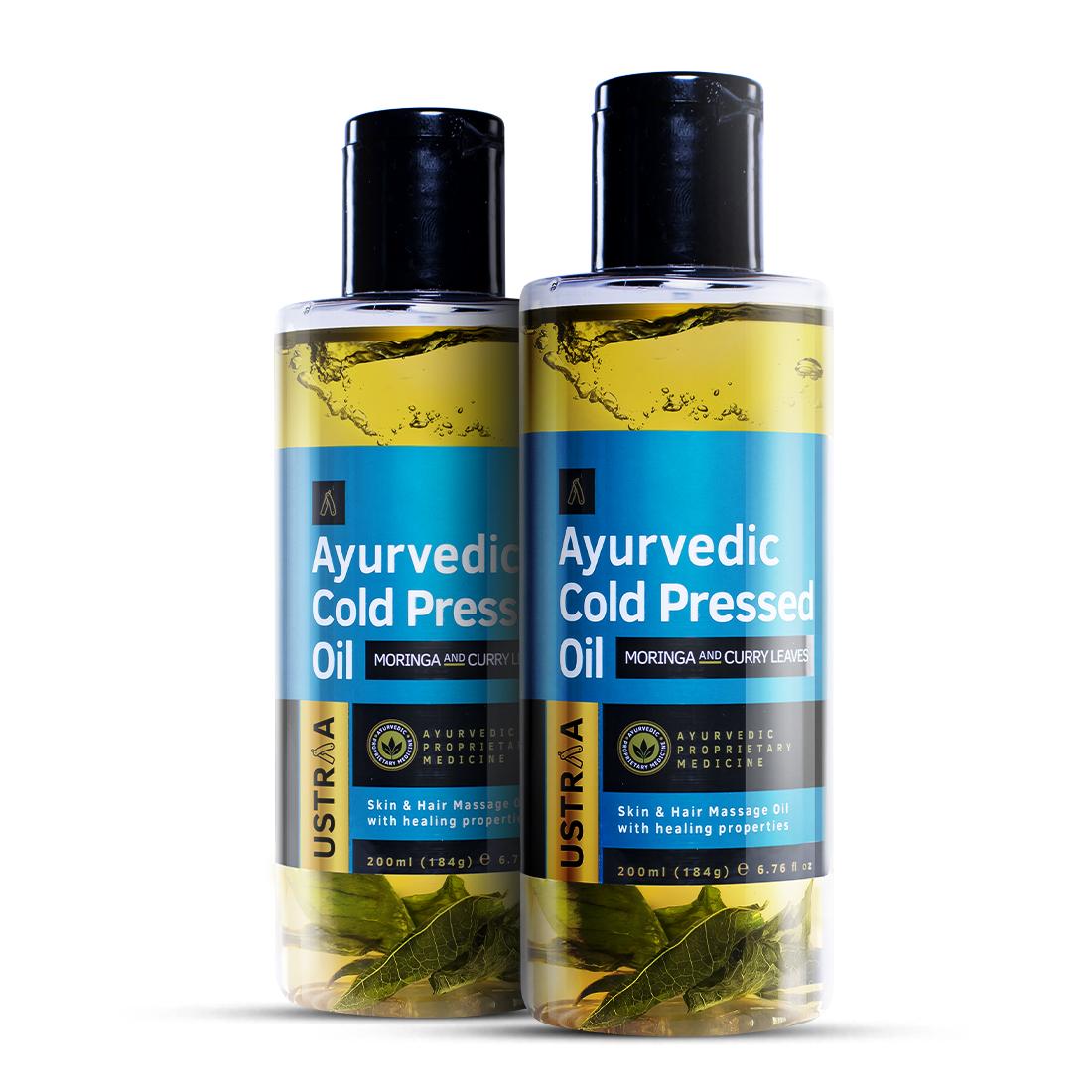 Ustraa Ayurvedic Cold Pressed Oil with Moringa Oil & Curry Leaves - set of 2