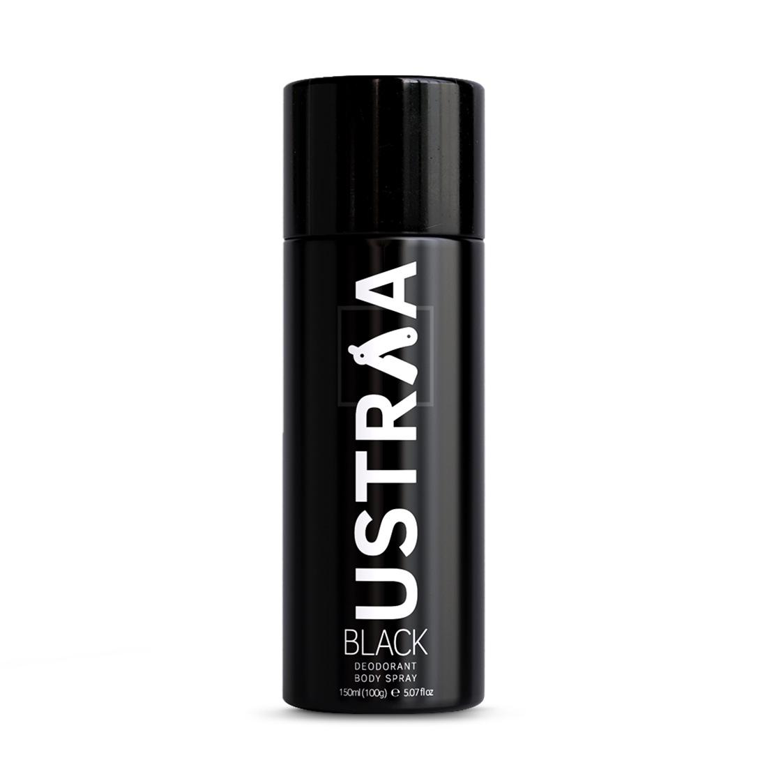 Ustraa Black Deodorant Body Spray | 24-Hour Freshness for Men