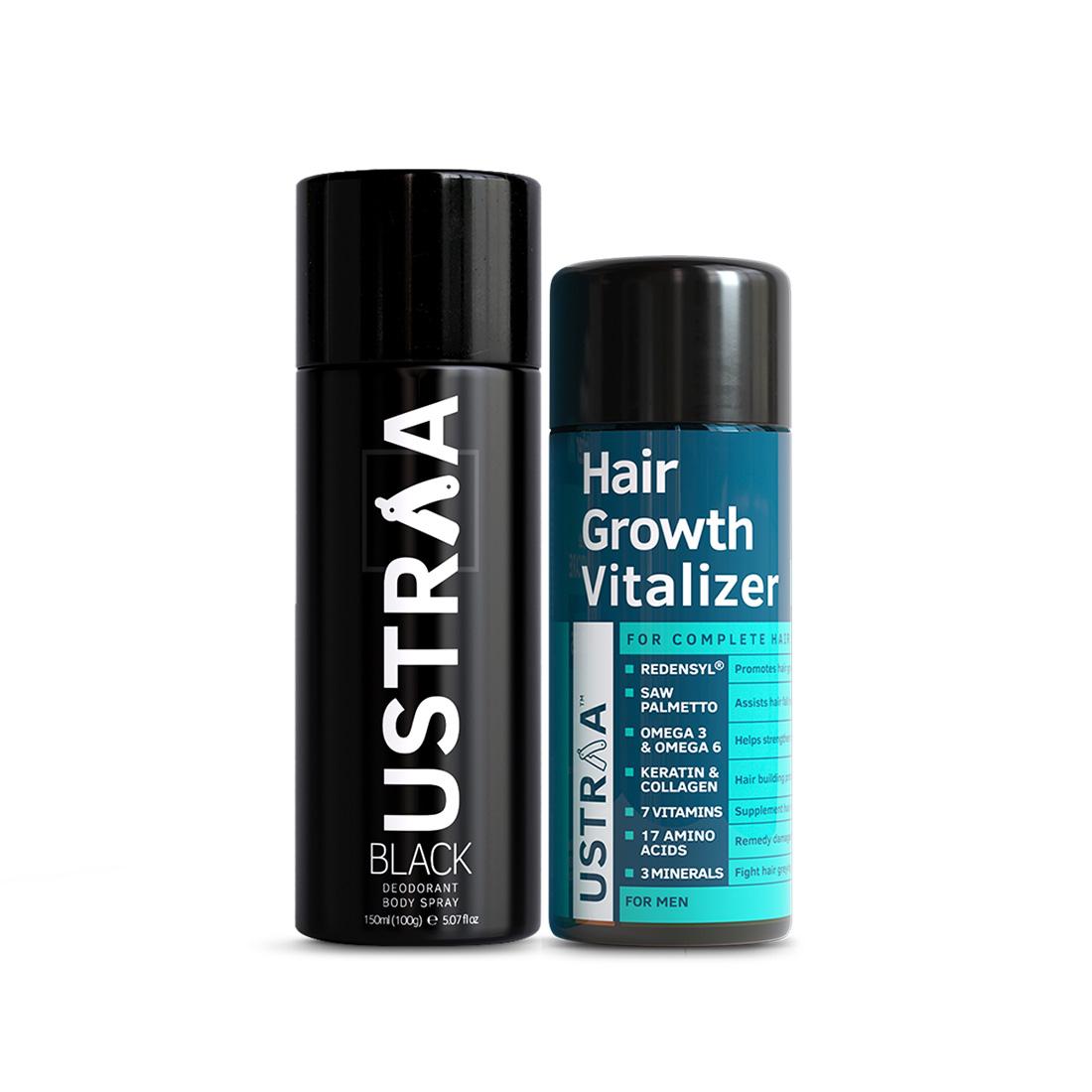 Black Deodorant Body Spray 150 ml  & Hair Growth Vitalizer 100 ml