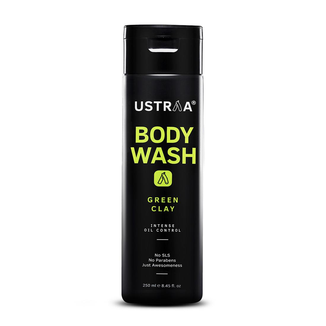 Ustraa Body Wash for Men 200 ml - With Green clay to Absorb excess oil and Detoxify skin

