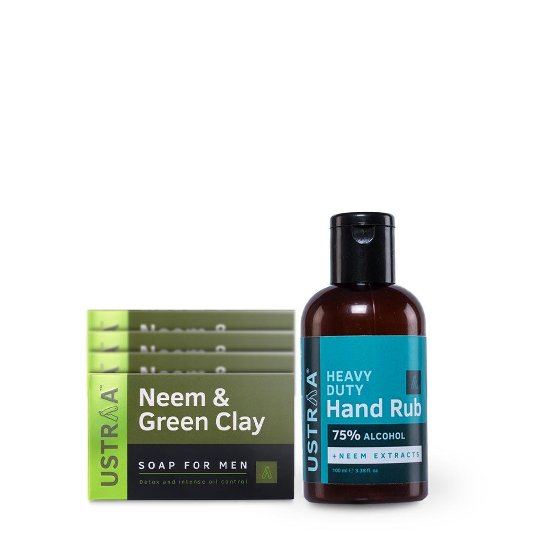 Deo Soap - Neem & Green Clay- Pack of 4 & Hand Rub