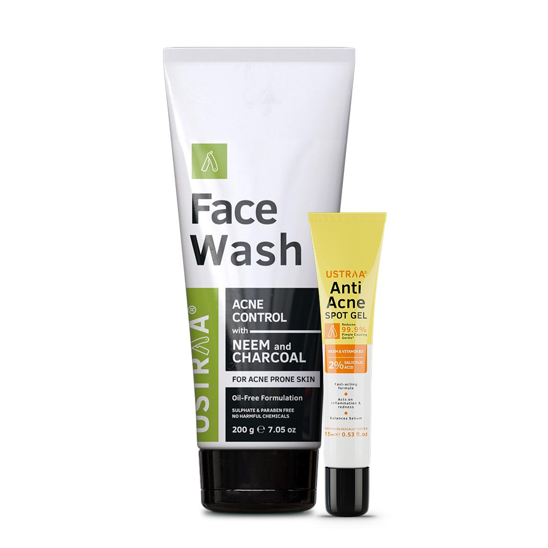 Anti Acne Spot Gel & Face Wash Neem & Charcoal