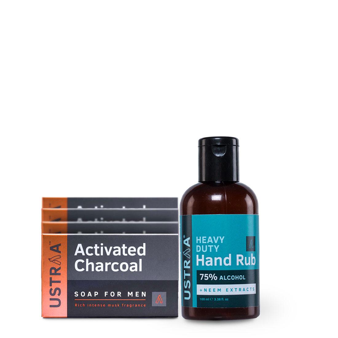 Deo Soap - Activated Charcoal - Pack of 4 & Hand Rub