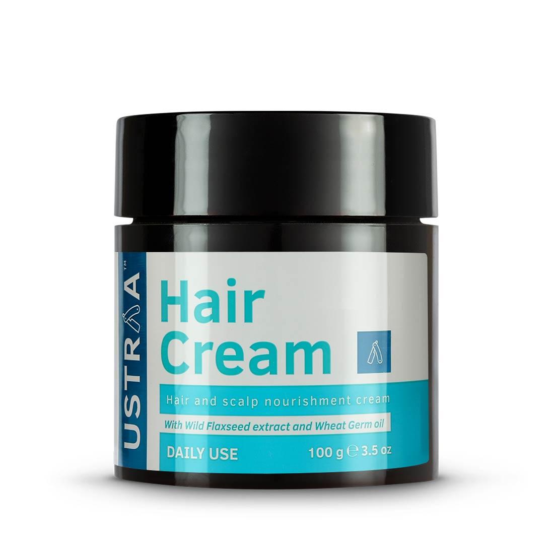 haircream, haircreamdailycream, Ustraa Hair Cream for men - Daily Use - Non-sticky alternative for oil with the Benefits of Almond, Wheatgerm, Olive and Wild Flaxseeds  - 100g 