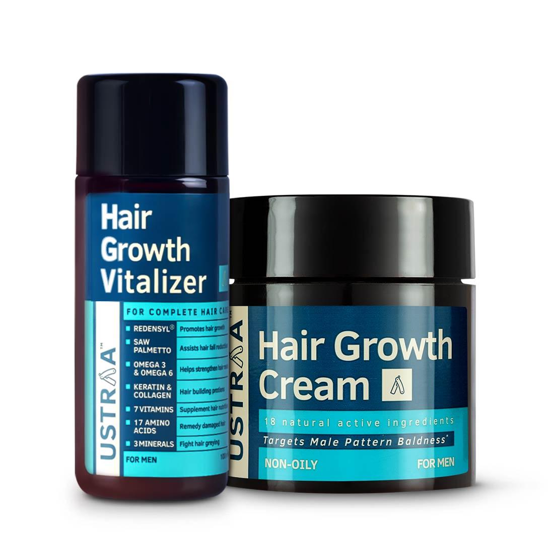 Buy Ustraa Hair Growth Kit Anti Hair fall Shampoo 250ml Hair Growth  Vitalizer 100ml  Hair Growth Cream 100g For All Hair Types With  Redensyl No Sulphates No Parabens No Silicone No