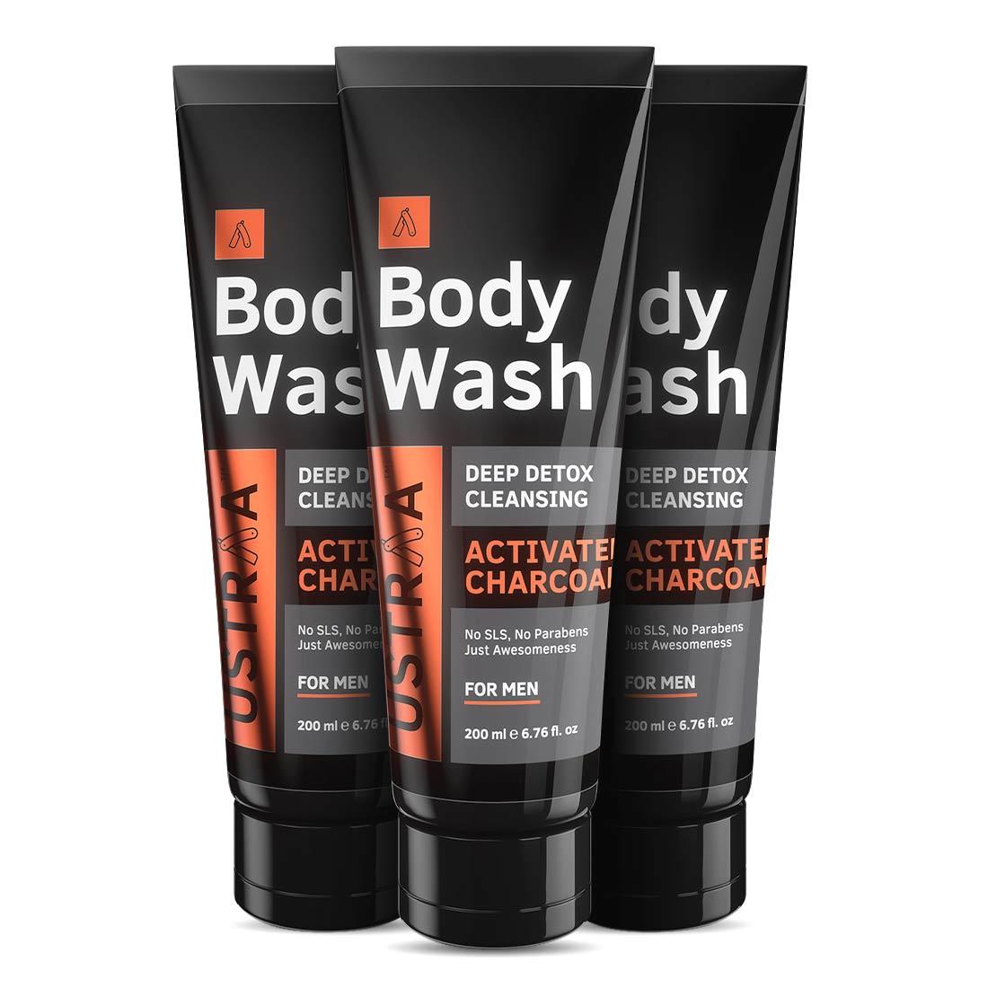 Body Wash for Men - Activated Charcoal - 200 ml - Set of 3