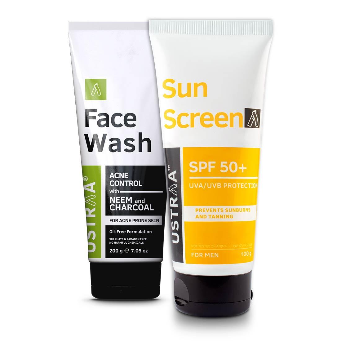 Face Wash Acne Control & Sunscreen for men SPF 50+ 