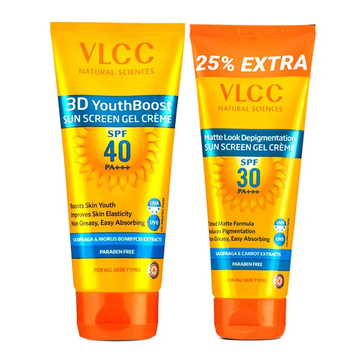 VLCC Matte Look SPF 30 PA++ Sunscreen & 3D Youth Boost SPF40 +++ Sunscreen