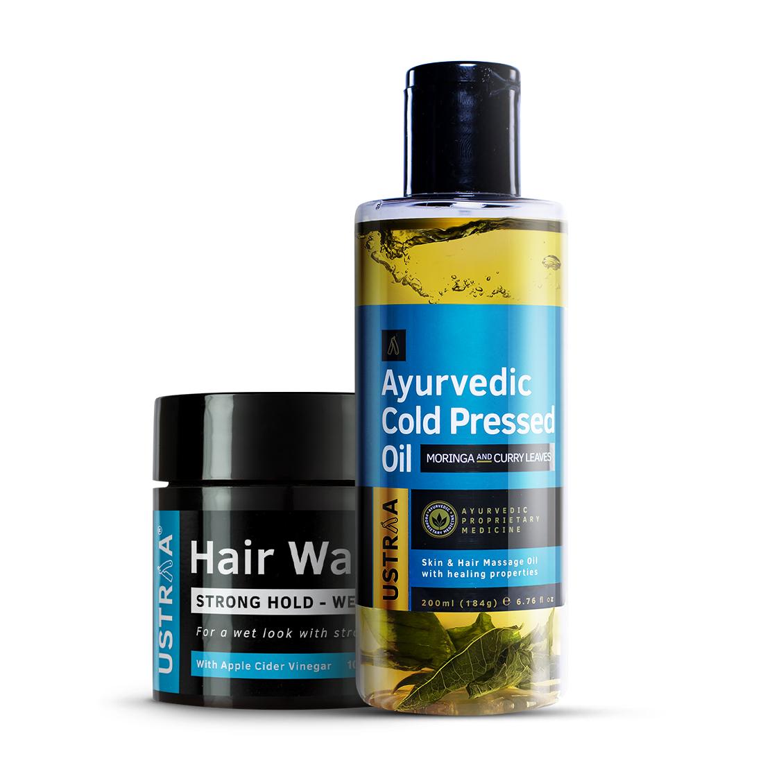 Ayurvedic Cold Pressed Oil & Hair Wax Wet Look Strong Hold Combo
