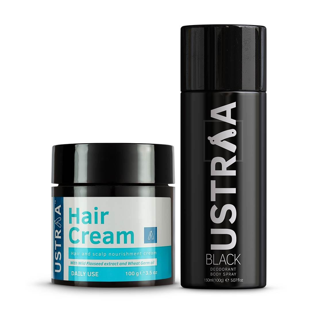 Ustraa Black Deodorant 150ml  & Hair Cream Daily Use 100g
