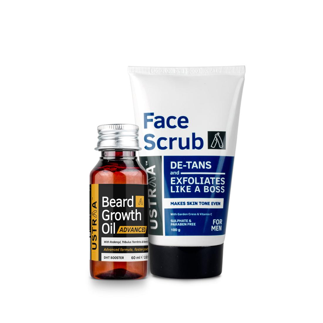 Beard Growth Oil- Advanced & Face Scrub for de-Tan