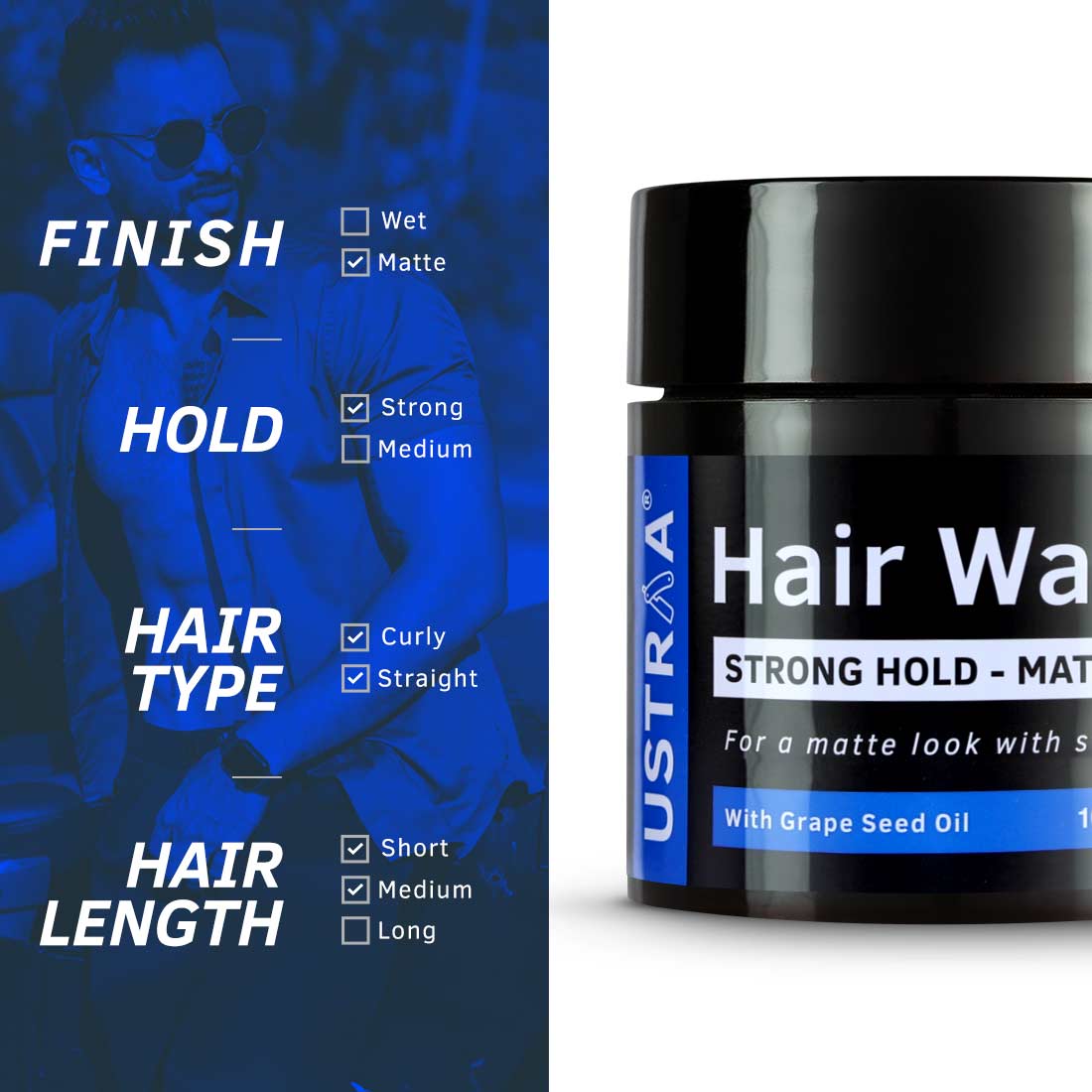Hair Wax - Strong Hold, Matte Look - 100g