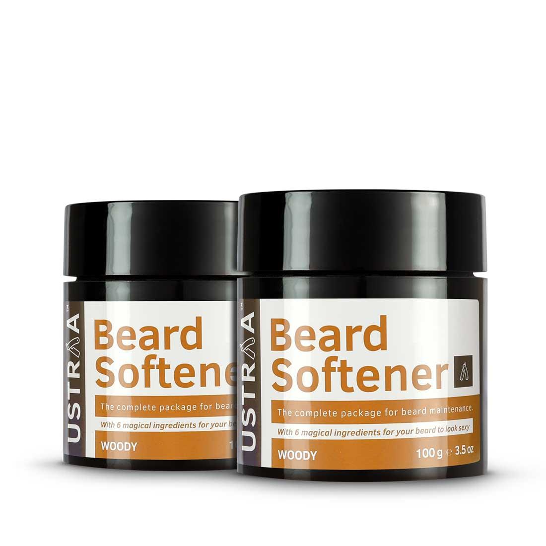 Ustraa Beard Softener Woody - Set of 2 - With 6 Magical Ingredients for a Nourished, Soft, and Healthy Beard that adds Shine and Swag