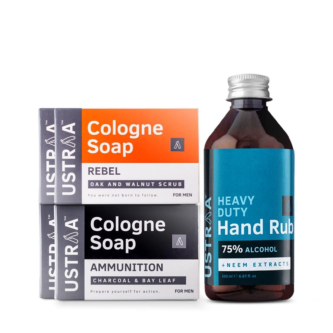Cologne Soaps - Pack of 4 & Hand Rub - 200 ml