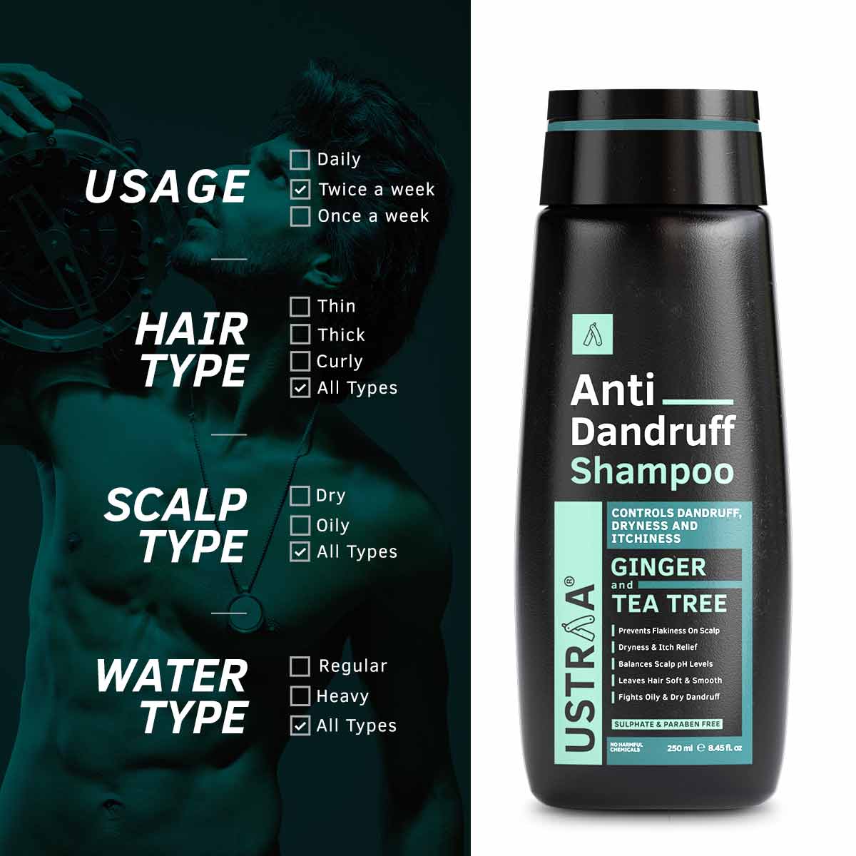 Anti Dandruff Shampoo and Hair Cream Combo For Men Online | Ustraa