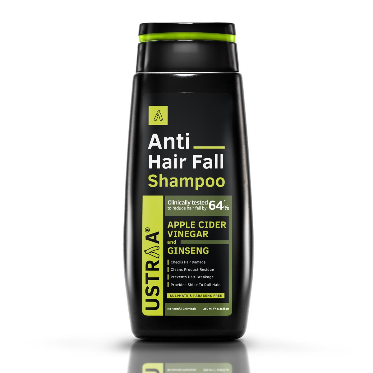 Ustraa Anti Hair Fall Shampoo with Apple Cider Vinegar for Hair Fall Control and Hair Loss Reduction, 250ml