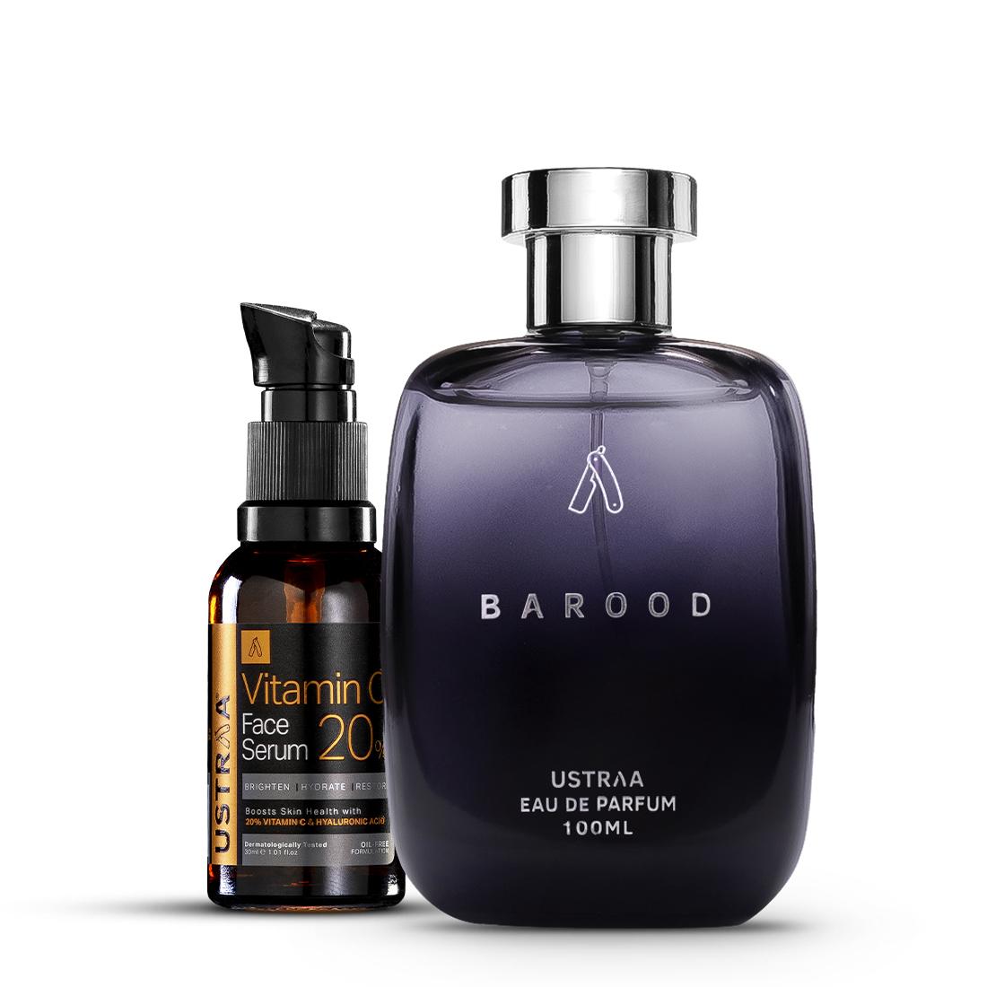 Barood EDP - Perfume for Men & 20% Vitamin C Face Serum with Hyaluronic Acid