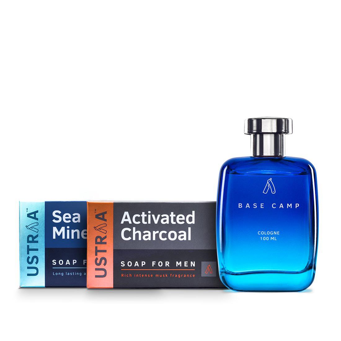 Base Camp Cologne - Perfume for Men & Deo Activated Charcoal and Deo Soap Sea Minerals Soaps