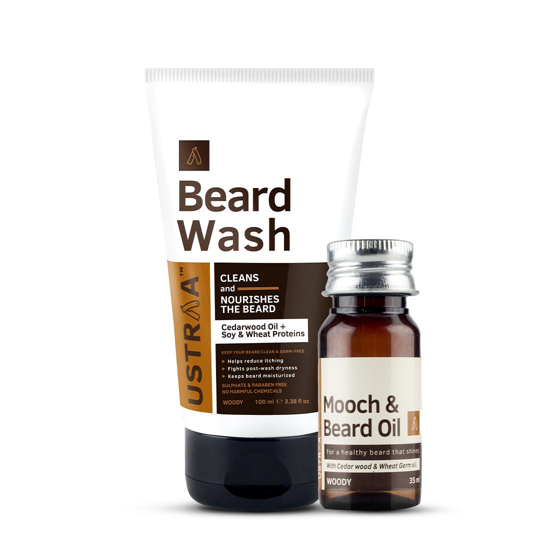 Ustraa Beard Wash Woody and Ustraa Mooch & Beard Oil
