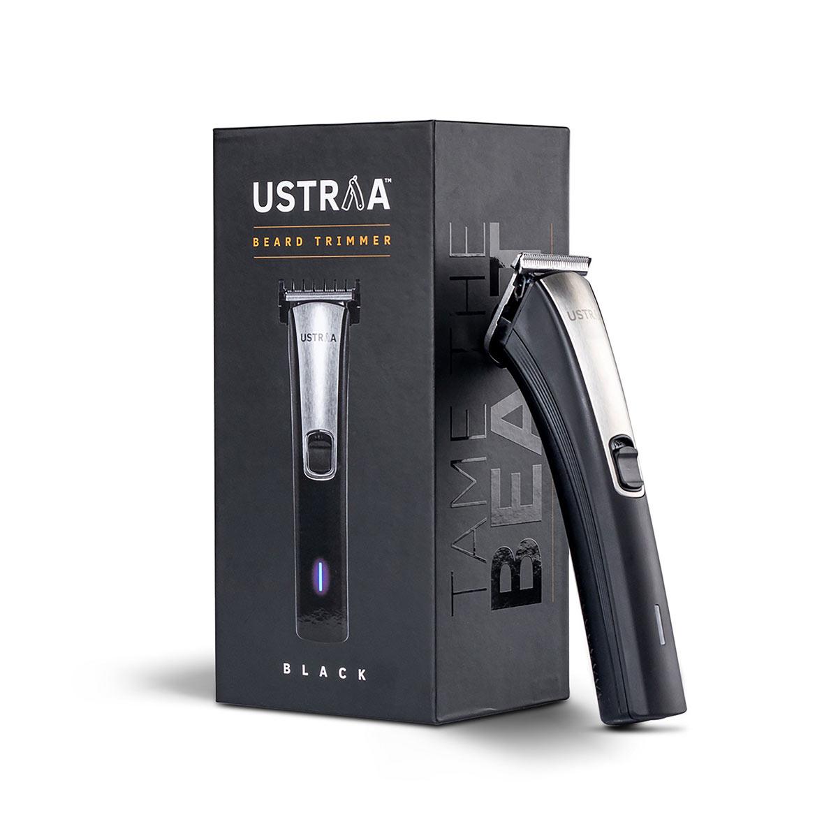 Ustraa Black Beard Trimmer for Men, Lithium Ion Powered Trimmers with that works as Hair Clippers, 2 Year Warranty