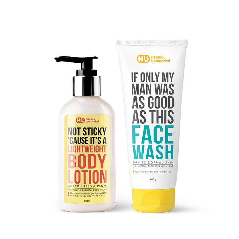 Body Lotion - Cottonseed Plum & Face Wash - Dry Skin 