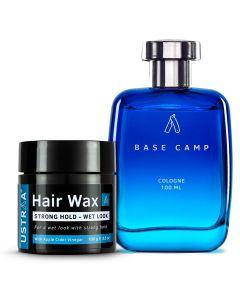 Base Camp Cologne - 100 ml - Perfume for Men & Hair Wax Wet look (Strong Hold)