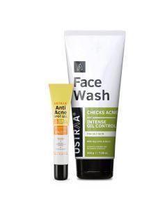 Ustraa Anti Acne Kit (Anti Acne Spot Gel 15ml & Face Wash Oily Skin 200g)