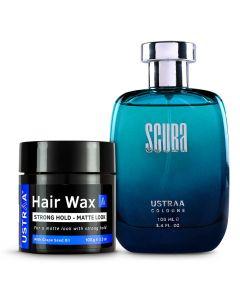 Scuba Cologne -  Perfume for Men -100ml & Hair Wax Matte look (Strong Hold)