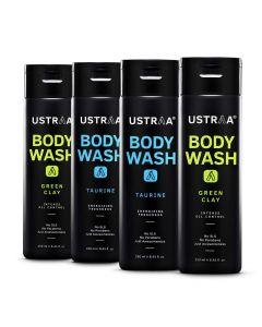 Body Wash for Men - Green Clay & Taurine - Set of 4