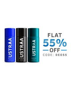 Deodorant Body Spray - 150 ml - Black, Blue & Aqua - Set of 3