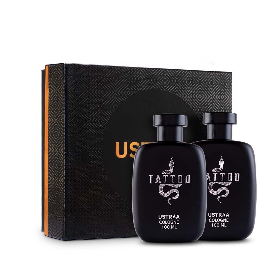 Ustraa Fragrance Gift Box - Tattoo Cologne - Perfume for Men 100ml - Set of 2