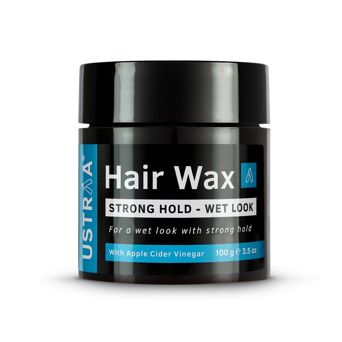 Ustraa Strong Hold Hair Wax - Wet Look - Non-sticky Hair Styling Wax, Wet finish, Easy-to-Wash, Strong Hold, Free of Harmful Chemicals, 100g