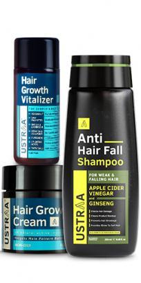 Buy Ustraa Hair Growth Kit (Anti Hair fall Shampoo 250ml, Hair Growth  Vitalizer 100ml & Hair Growth Cream 100g). with Redensyl, amino acids,  keratin, biotin, vitamins and natural extracts Online at Low