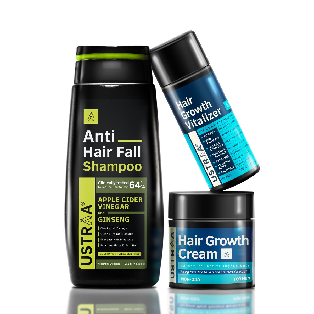 Ustraa Complete Treatment Hair Growth Kit for Men : Hair Growth Vitalizer, Hair Growth Cream & Anti-Hairfall Shampoo