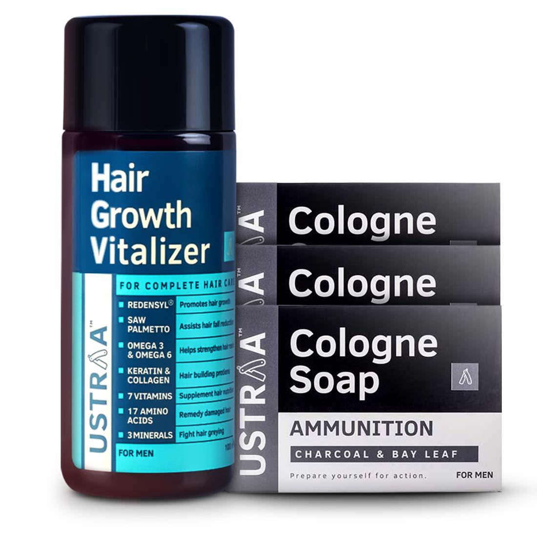 Hair Growth Vitalizer & Cologne Ammunition Soap (Set of 3)