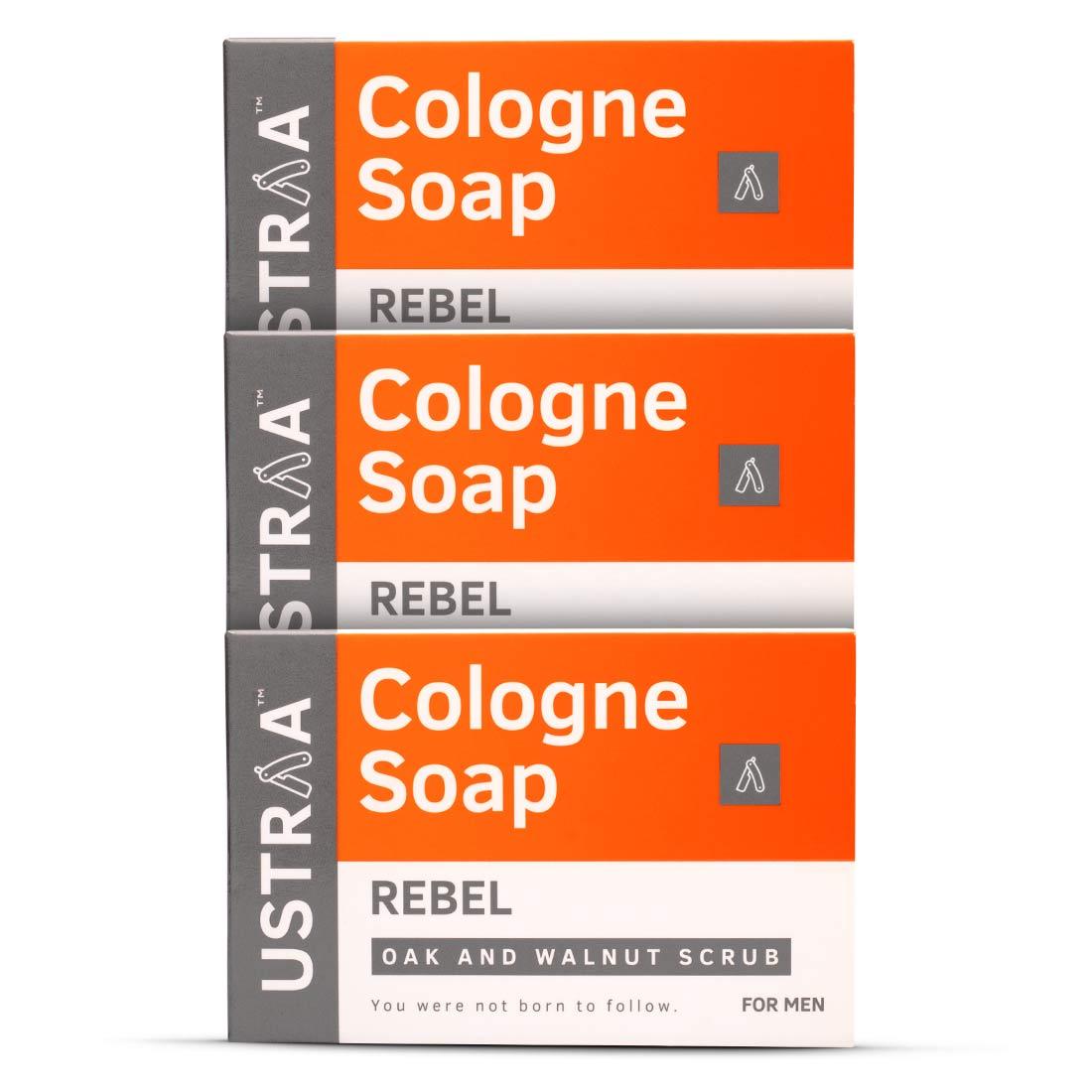 Ustraa Rebel Cologne Soap For Men (Pack of 3): With Walnut, Witch Hazel, and English Oak Extracts