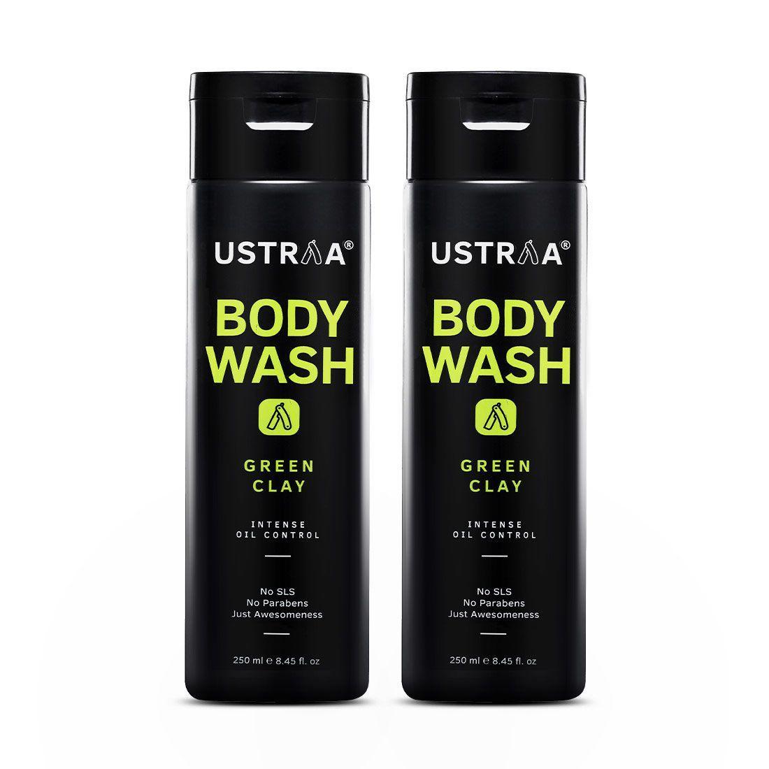 Ustraa Body Wash For Men (Set of 2): With Green Clay and Menthol