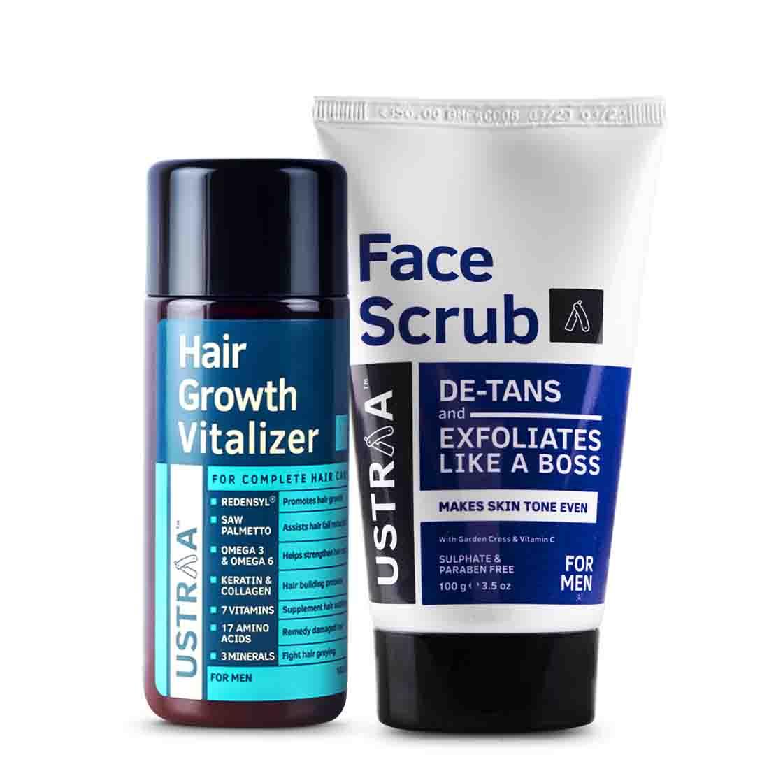 Hair Growth Vitalizer & Face Scrub De- Tan