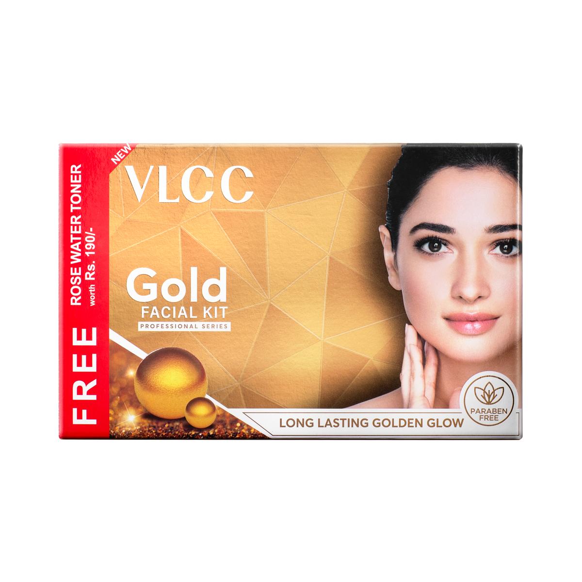 VLCC Gold Facial Kit + FREE Rose Water Toner - Unveil a Golden Glow